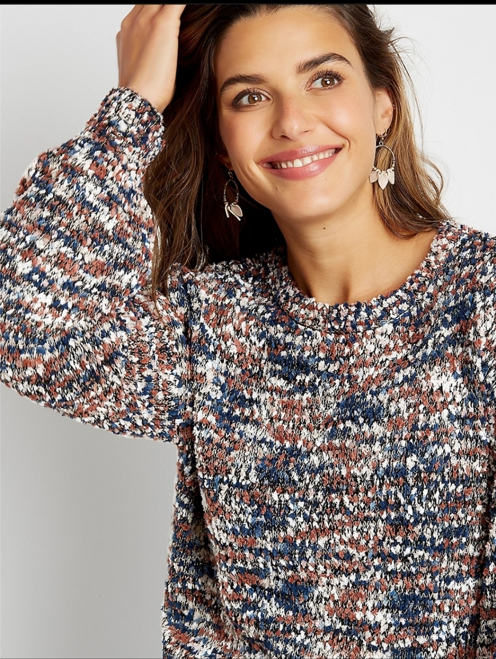 Maurices Multicolor Chunky Knit Sweater - Navy, Rust & Cream